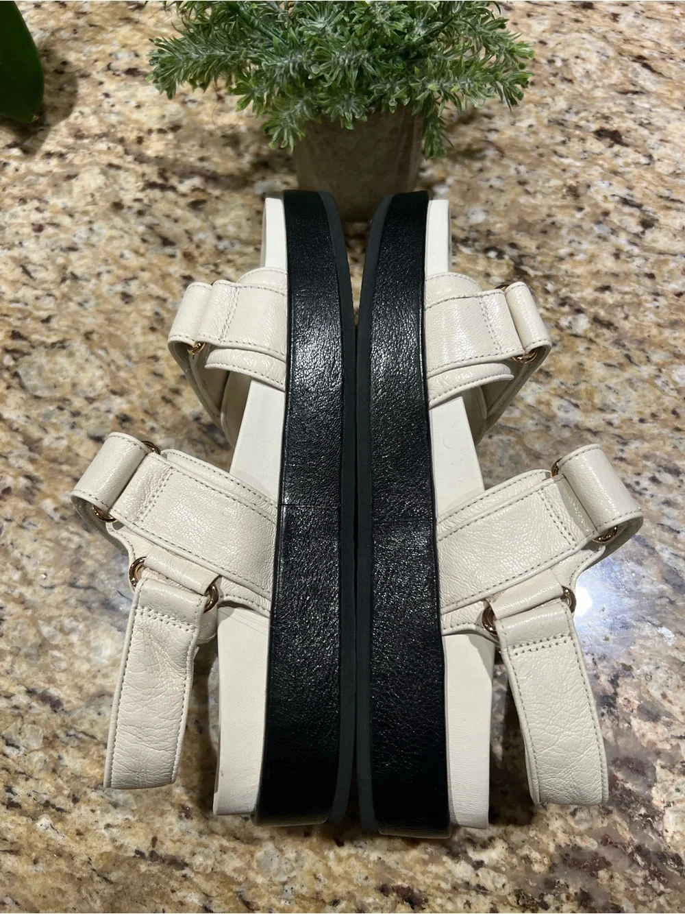 Tory Burch Kira New Ivory Leather Slingback Sandals 8M